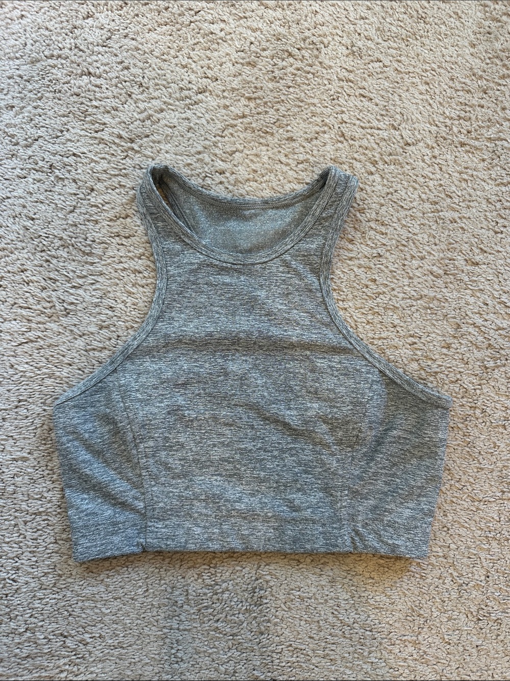 Outdoor Voices Heather Gray High-Neck Racerback Crop Tank